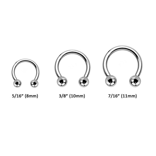 3 Surgical Steel 14G or 16G Horseshoe Rings in Different Lengths