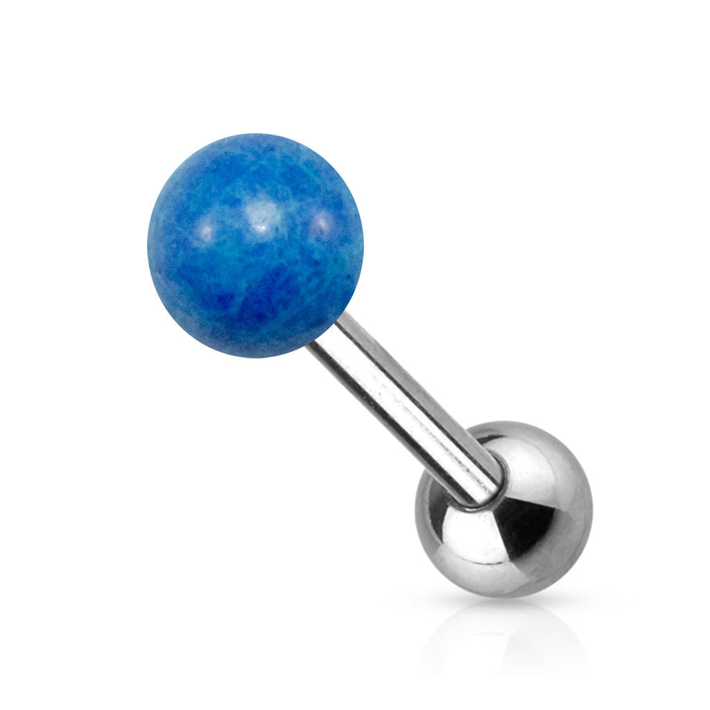 Tongue Ring 14GA Semi-Precious Stone Ball Surgical Steel Barbell