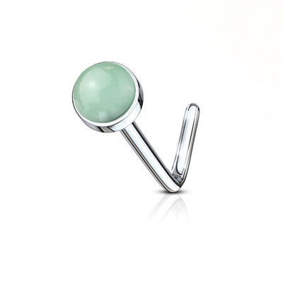 Nose Stud Screw Ring 20G 316L Stainless Steel with Opalite Stone