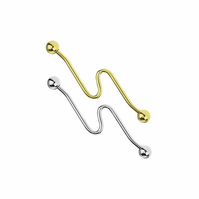 Industrial Barbell Deep Waved Surgical Steel scaffold piercings 14 gauge 1 1/2 inch 38 mm - Sold Each