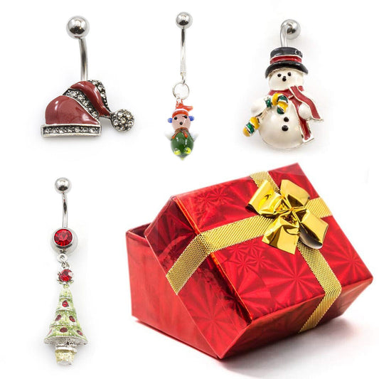 Pack of 4 Holiday Belly Button Rings with Gift Box #6