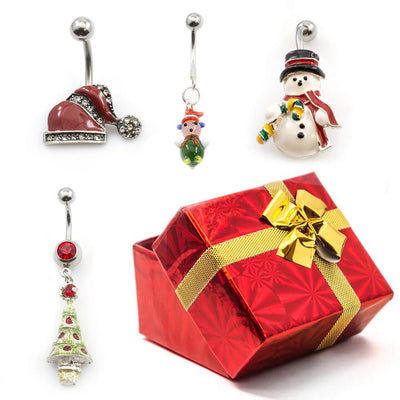 Pack of 4 Holiday Belly Button Rings with Gift Box #6
