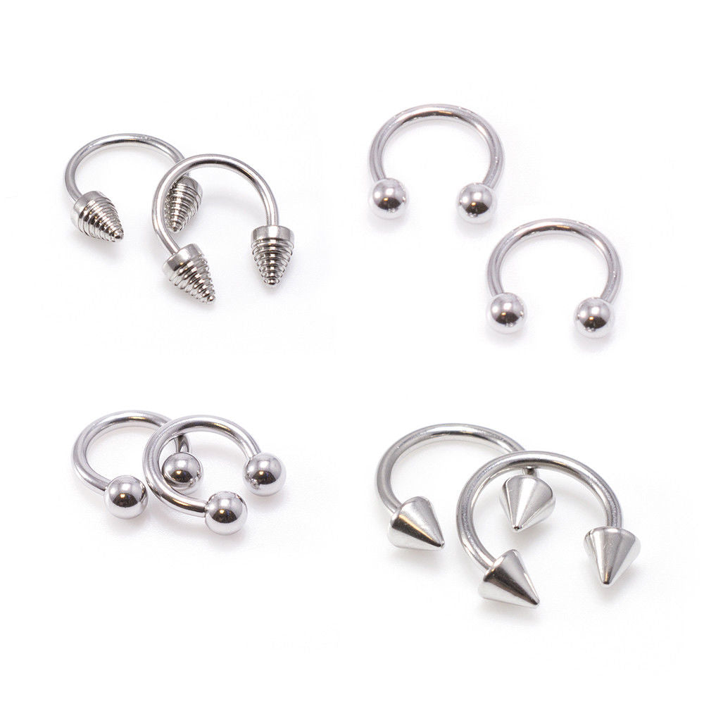 Horseshoe Rings 10 Pcs package 5 pairs of 316L Stainless Steel 14G