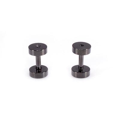 Pair of Ear Plugs Black IP. Ear tunnels Screw Design, Surgical Steel