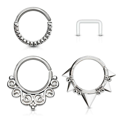 4 Pack Circle Bendable Nose Septum and Ear Cartilage Hoops Free Clear Retainer