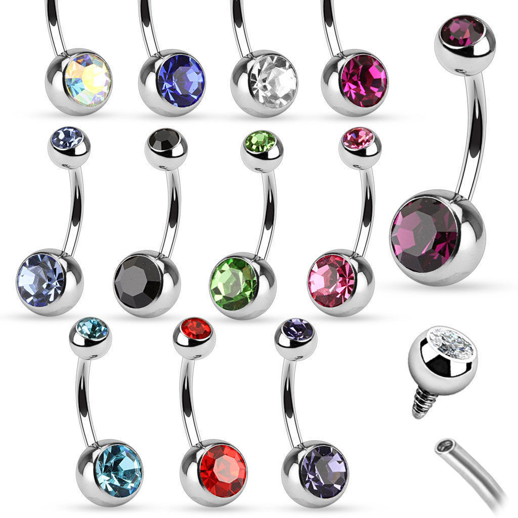 Wholesale Lot 78 Piece Surgical Steel Internally Threaded CZ Gem Belly Rings 14G