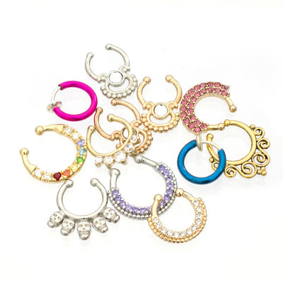 Faux Septum Jewelry Pack of 10 Randomly Picked Surgical Steel
