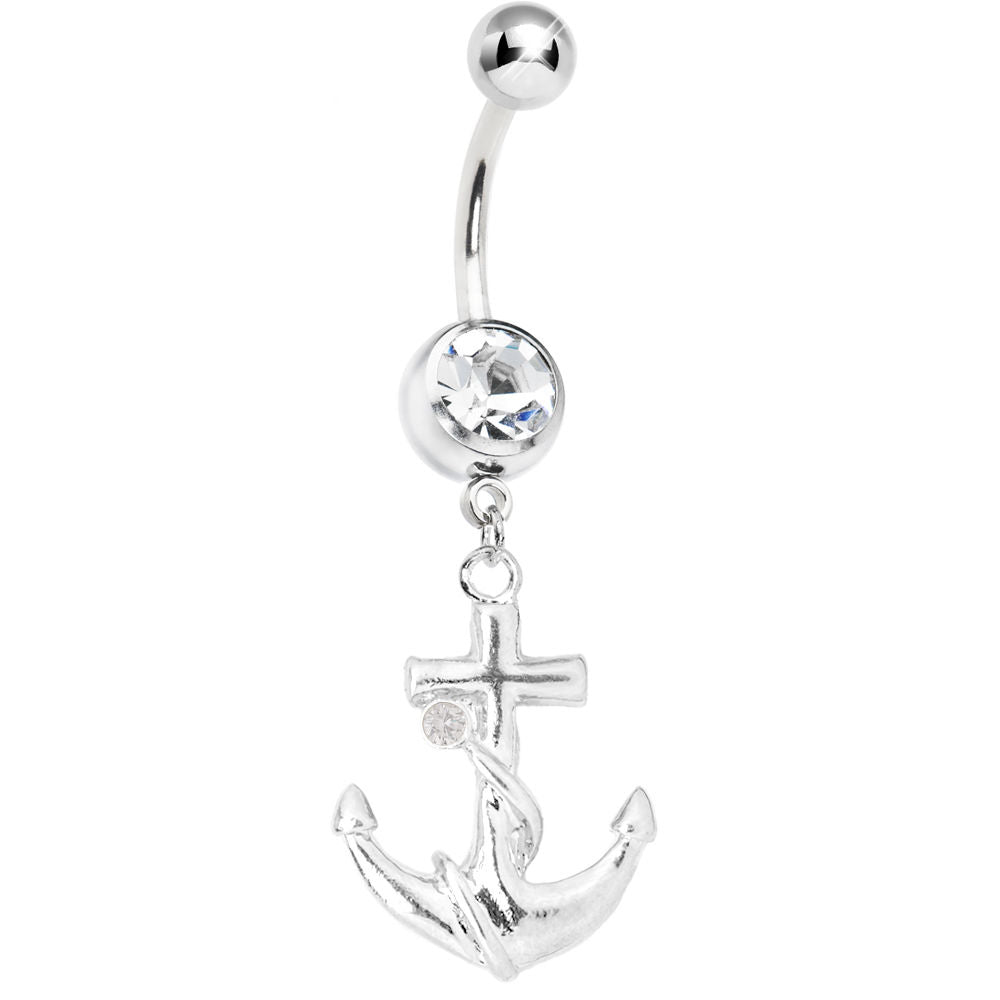 Belly Button Ring - Vintage Anchor Dangle Belly Ring - 14ga 316L Surgical Steel