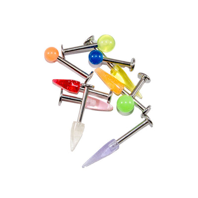 10-Pieces Labret Monroe Lip Jewelry Cartilage Studs - Mixed Gauges and Lengths