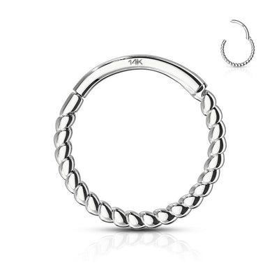 Ear Cartilage 14 Kt. Solid Gold Braided Hinged Hoop Rings Septum Tragus 16g