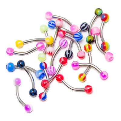 20 Pack of Eyebrow/Lip Piercing Jewelry - No Duplicates - Surgical Steel Shaft