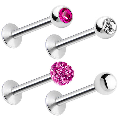 4-Pack of Labret Monroe Piercing Barbell 16ga Combo Pack
