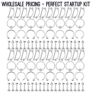 150 Pieces of Basic Piercing Jewelry with Free Needles