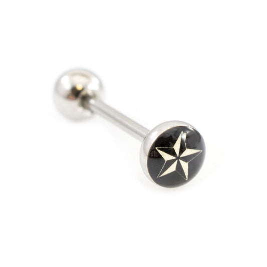 Tongue Barbell with star Design design 14g
