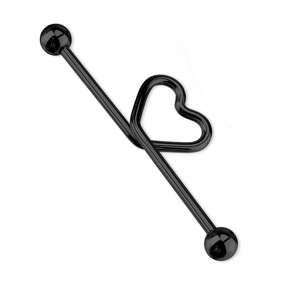 Industrial Barbell Scaffolding Jewelry Heart 14G 1.5" 38MM Anodized Titanium