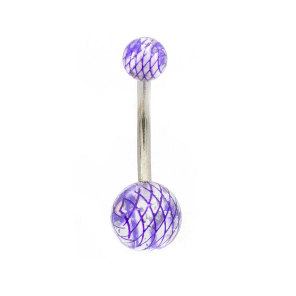 Belly Rings Acrylic with Assorted Swirl Design Pack of 6 14ga Surgical Steel