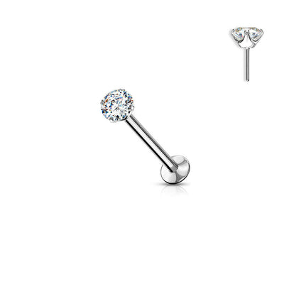 Labret Flat Back Stud Gem Prong Settings Push In Threadless