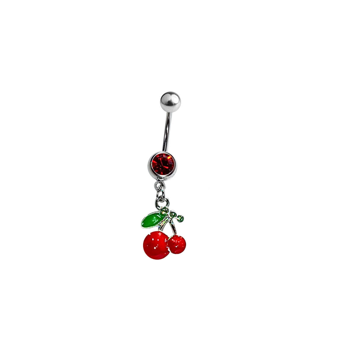 Belly Navel Ring Dangle Cherry CZ Jewel Surgical Steel 14g Sold individually