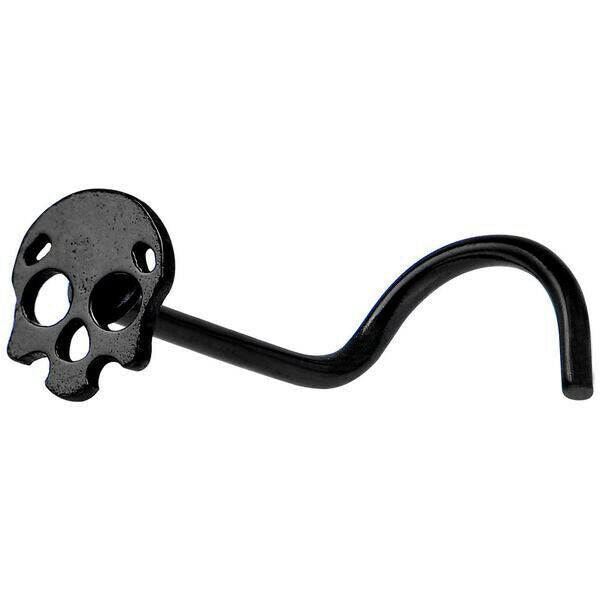 Nose Ring Screw with Skull Design 20 Gauge Surgical Steel