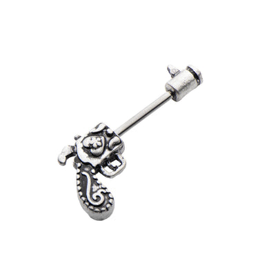 Nipple Ring Revolver Gun Barbell Surgical Steel Piercing Jewelry Clear CZ 14G