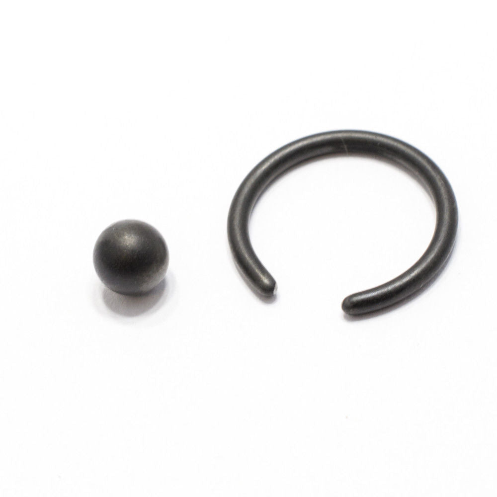 Matte Black IP Captive Bead Ring 14G/16G - Sold as a Pair