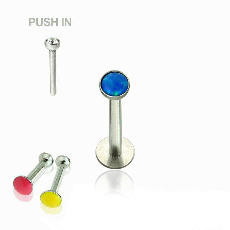 Labret Monroe Push In design with Soft Enamel Back for Comfort and Opalite Synth