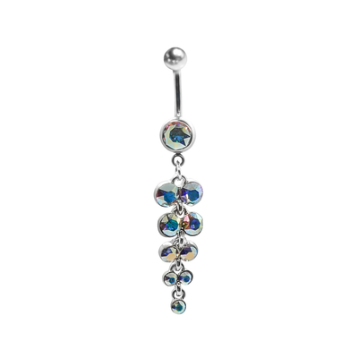 Belly button Rings Curved Naval with Crystal jewels dangling