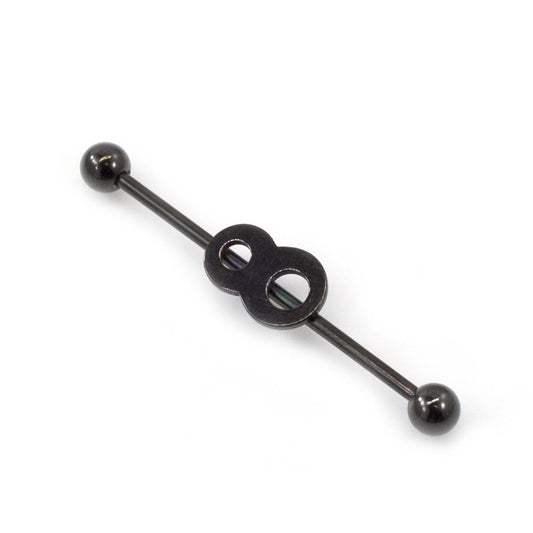 Industrial Barbell with 8 number 14G Black IP