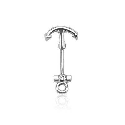 Belly Button ring Petit Size 16G anchor design with small CZ on the top
