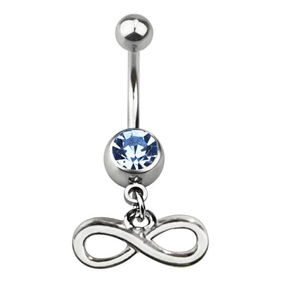 Surgical Steel Dangling Infinity Sign Symbol Belly Ring 14 Gauge
