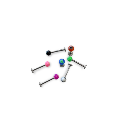 7 pack Labret Flat back surgical steel with acrylic ball 16 Gauge Good For Ear l