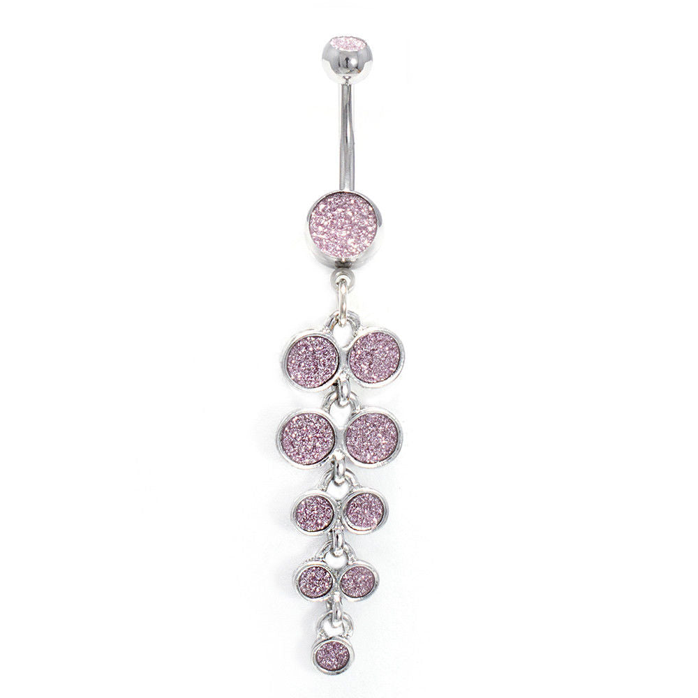 Belly Button Ring 14G Dangle Sand Finish Navel Ring Piercing Jewelry