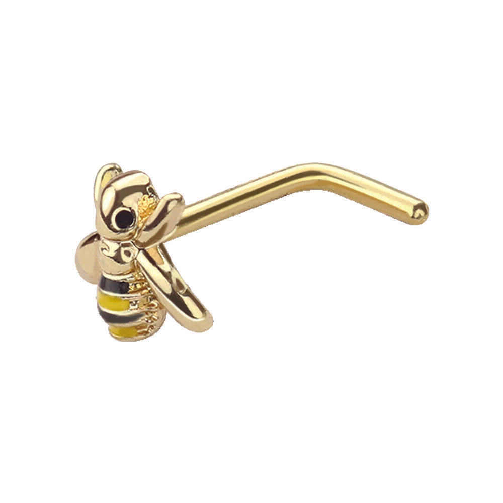 Nose ring L band design with bumble bee shape surgical steel 20 Gauge