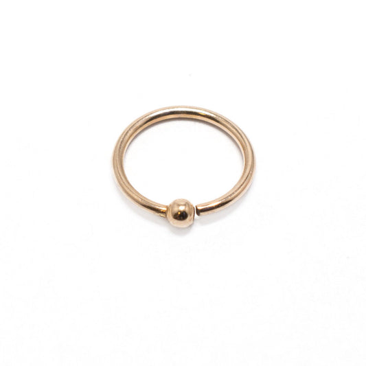 14K Solid Rose Gold Nose Ring Hoop Captive Bead Ring Single Sided 20G Cartilage
