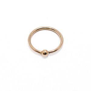 14K Solid Rose Gold Nose Ring Hoop Captive Bead Ring Single Sided 20G Cartilage