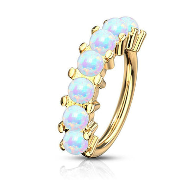 Cartilage Nose Bendable Hoop with 7 Opalite Lined Set Design