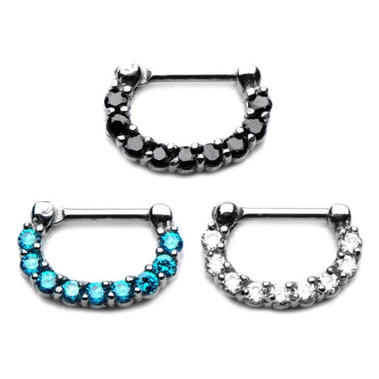 Septum clicker Prong Set Jewel Nose Ring 14g and 16g