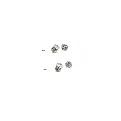Earrings Magnetic with Prong Set Cubic Zirconia 6mm or 5mm- Sold as a Pair