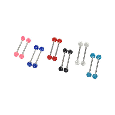 12 Pack Nipple Tongue Rings Acrylic Ball Splatter Design Surgical Steel 14 Gauge