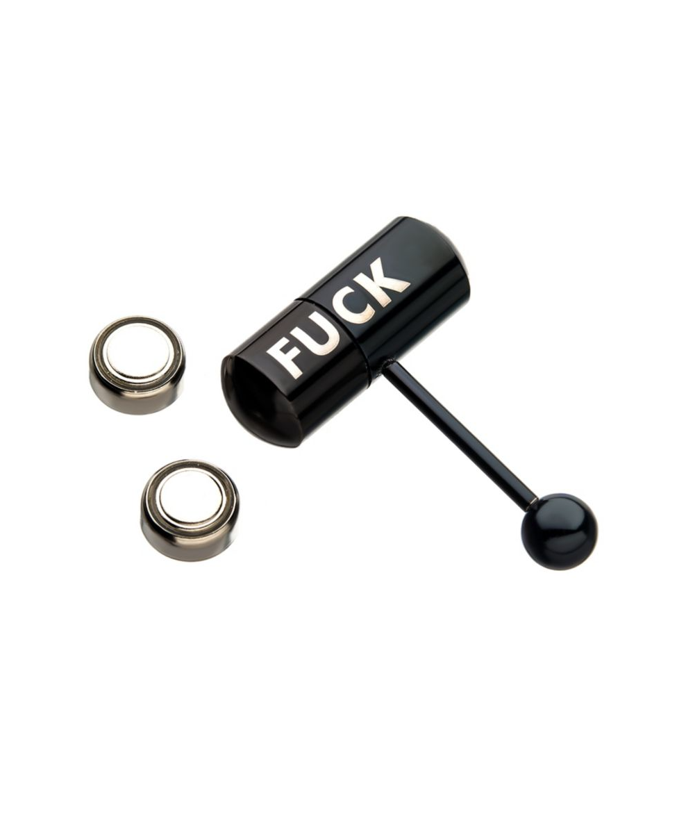 Vibrating Barbell Tongue ring 14 Gauge Surgical Steel Ion plated Black Fxxx Logo