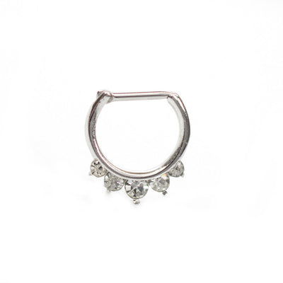 Septum Clicker Ring with Multiple Cz Gems 16g Cartilage Septum Tragus Rook