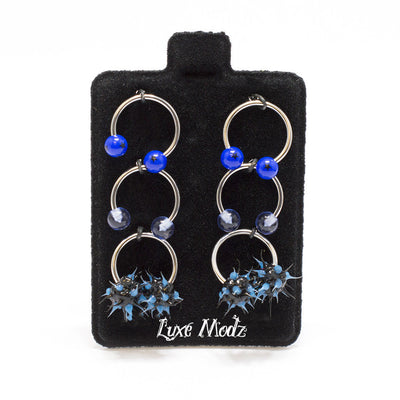 Nipple Ring Septum 6pc Circular Barbell Horseshoe Mix Blue Acrylic Balls 18G