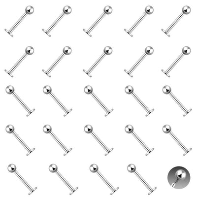 24 Internally Threaded Labret Monroe Piercing Barbells - 16 Gauge and 14G