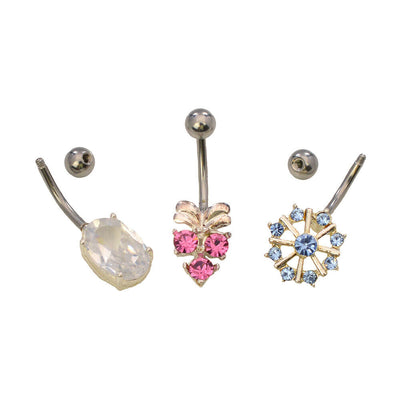 Pack of 20 Assorted Fancy Non-Dangle Belly Button Rings   Surgical Steel 14ga