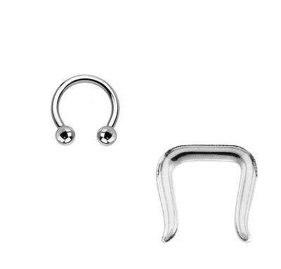 Circular Horseshoe Barbell 14G - 3/8" (10mm) Surgical Steel + Septum Retainer