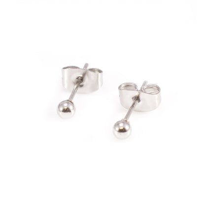 Earring Stud Sold by Pair. Surgical Steel with Ball End. 22G