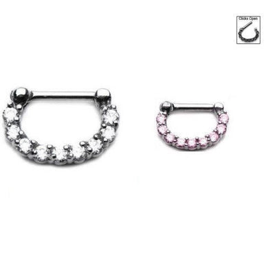 Septum clicker Prong Set Jewel Nose Ring 14g and 16g