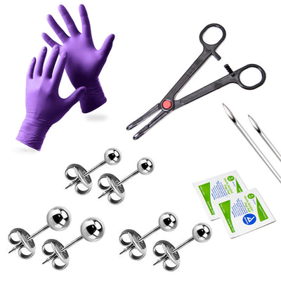 Ear Piercing Kit 20G Ear Stud 2 Color Options - 13 Pieces  + Bonus Marker