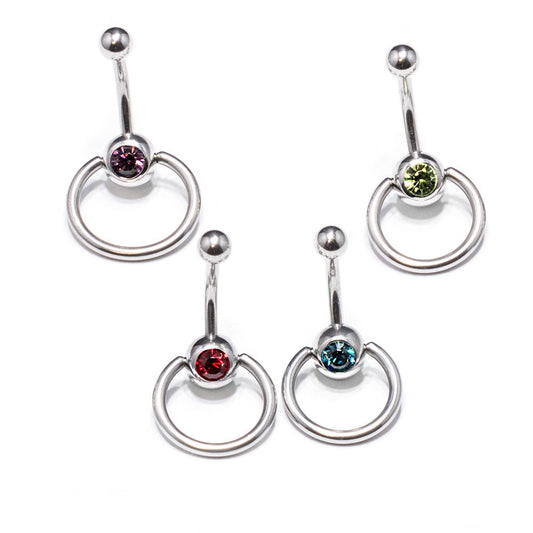 Package of 4Pcs 14G Surgical Steel Belly Button Rings for Women with Cz