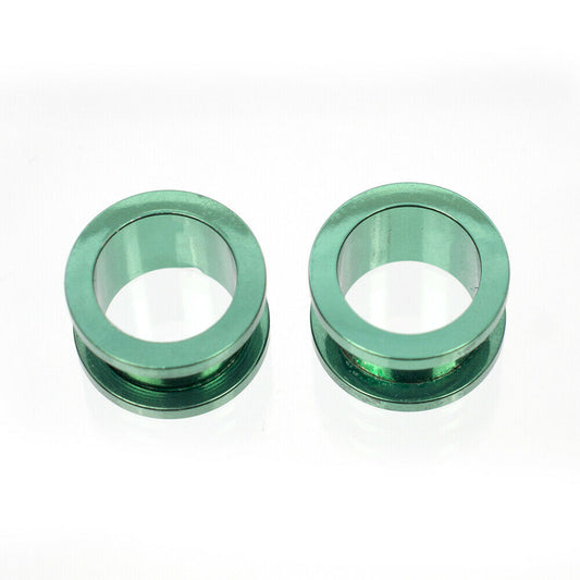 Plugs Anodized Metallic Green Screw Fit - Sold as a Pair Surgical Steel